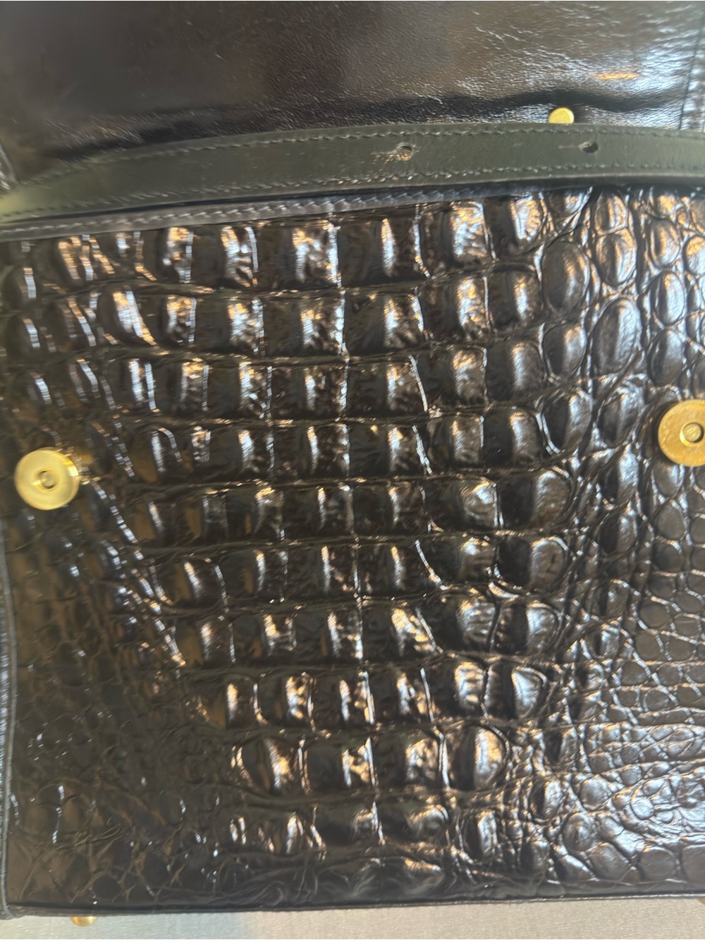 Vintage NWT Brahmin Black Croc-Embossed Top Handle Bag - Picture 5 of 8